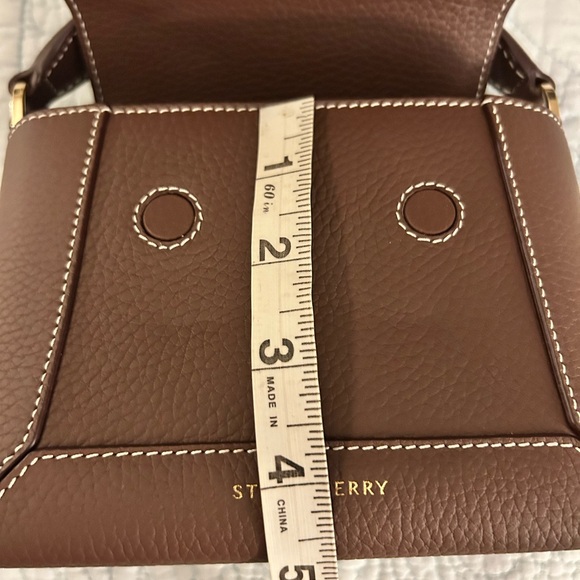 STRATHBERRY Mosaic Nano Leather Top-Handle Handbag Crossbody in Chocolate Brown - Picture 13 of 16